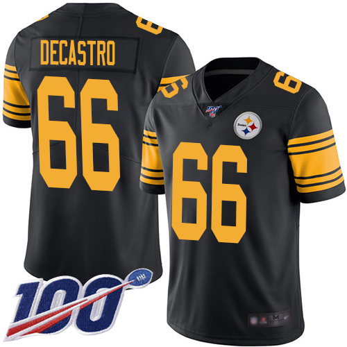 Men Pittsburgh Steelers Football #66 Limited Black David DeCastro 100th Season Rush Vapor Untouchable Nike NFL Jersey